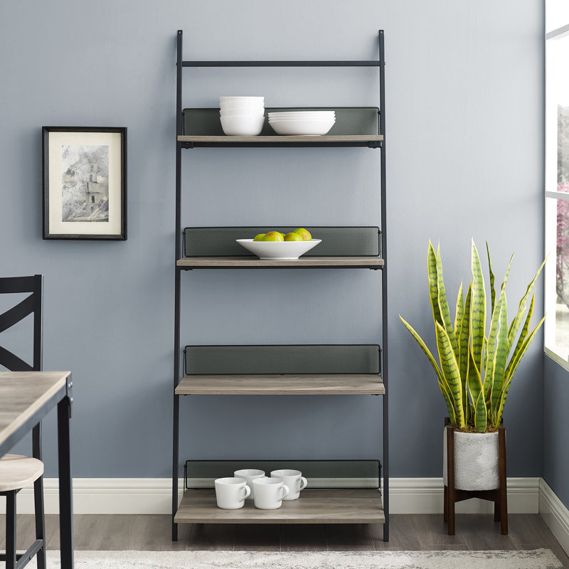 Williston Bennington Industrial Metal and Wood Ladder Bookcase